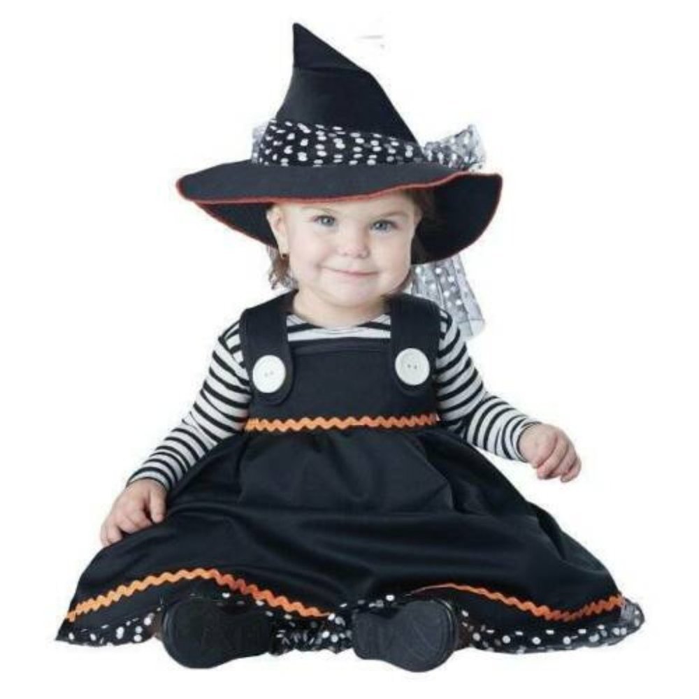 Crafty Witch Halloween Costume 12/18 months 2 Pc Black Dress & Hat Girls Toddler